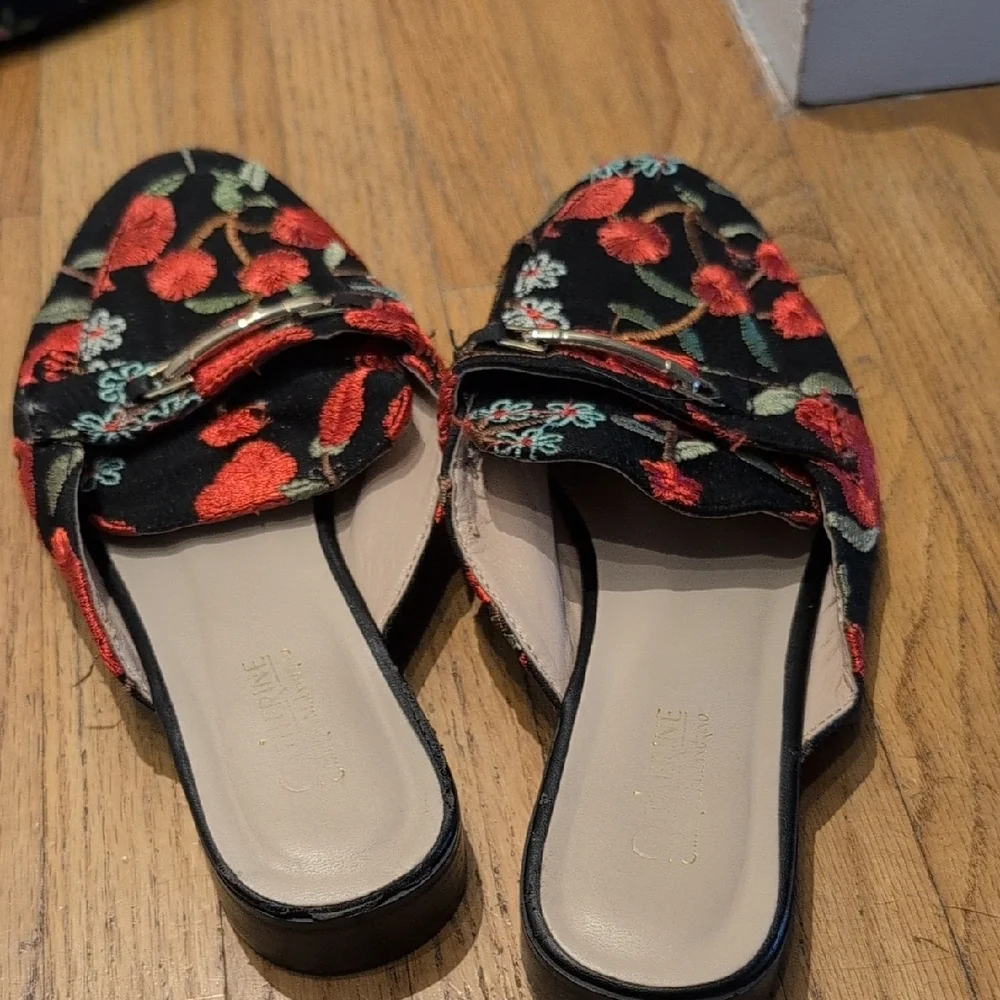 Catherine Malandrino Red and Black Floral Mules - Picture 5 of 6
